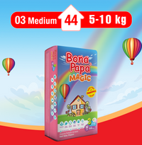 Bona Papa Magic Diapers - M-3 (Midi) 5-10kg Economy Pack 44 Pcs