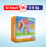 Bona Papa Magic Diapers - S-2 (Mini) 3-6kg Mega Pack 96 Pcs