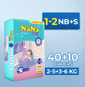NaNa Smarty Baby Diapers Size 1–2 (Newborn + Small) Economy Pack – 50 Pcs
