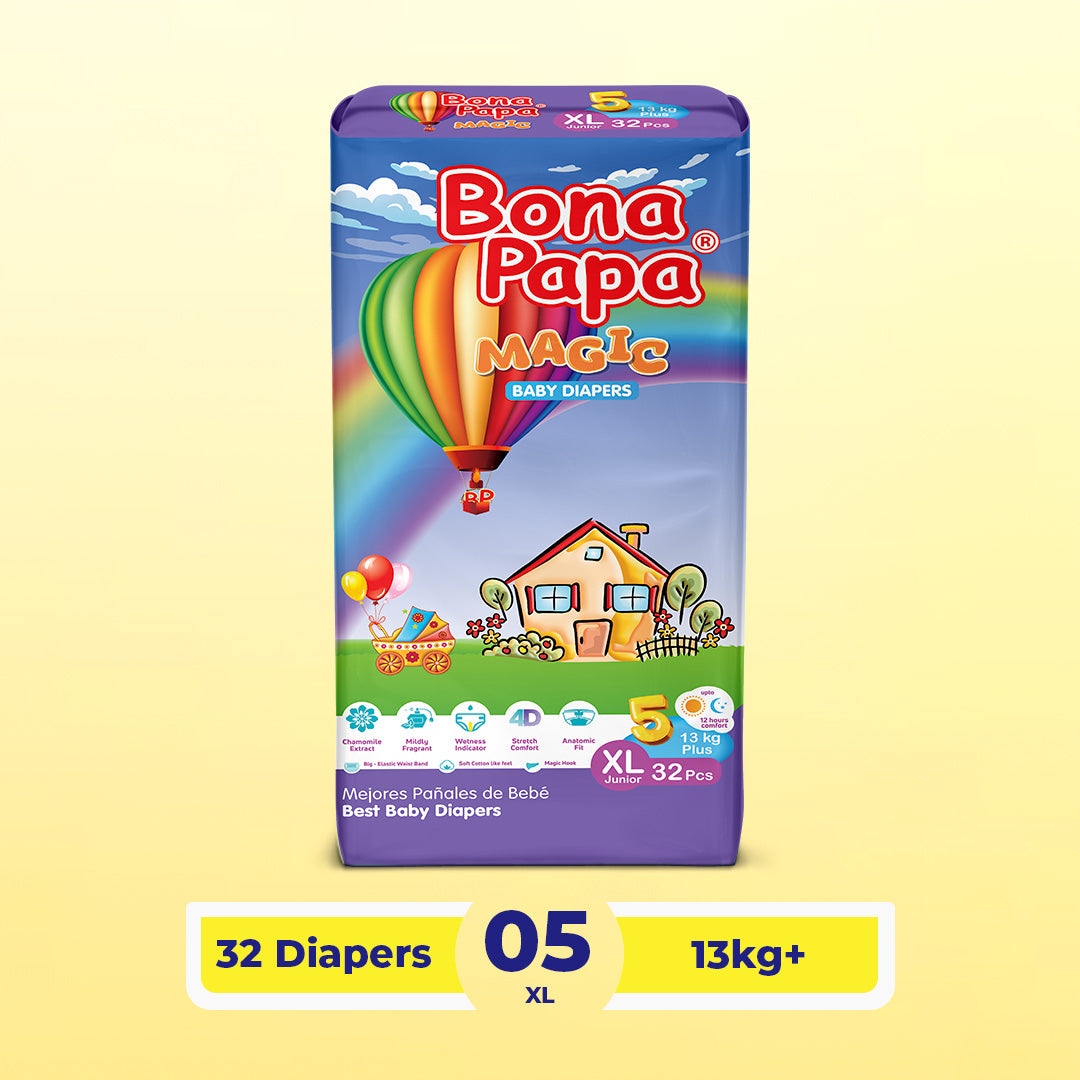 Bona Papa Magic Diapers - XL-5 - 13kg plus Economy Pack 32 Pcs