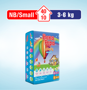 Bona Papa Magic Baby Diapers NB/Small (3–6kg) Economy Pack – 50 Pcs