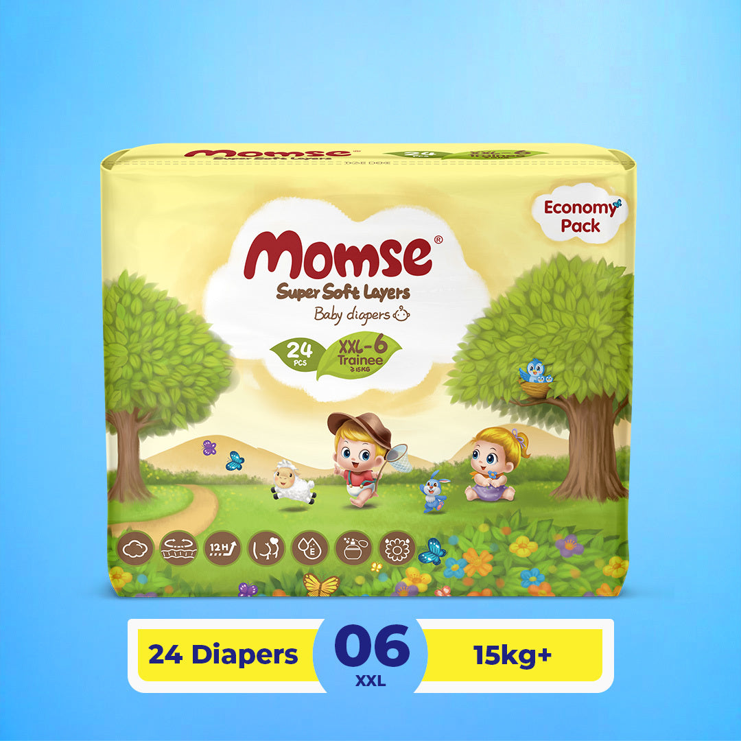 Momse Diapers - XXL-6 (Trainee) 15kg plus Economy Pack 24 Pcs