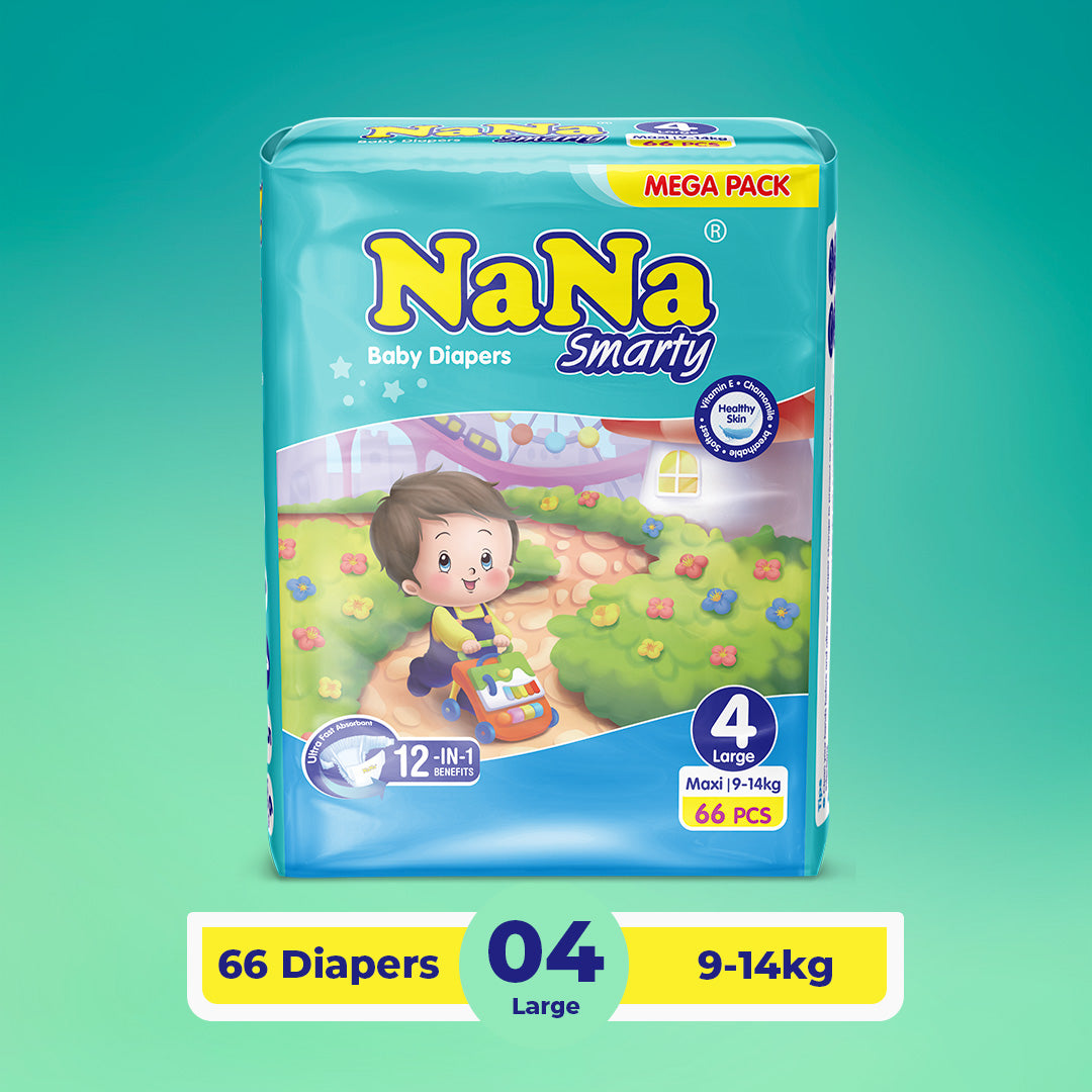 Nana Smarty Diapers - L-4 (Maxi) Mega Pack 66 Pcs