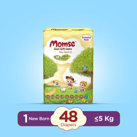 Momse Diapers - NB-1 Below 5kg Economy Pack 48 Pcs