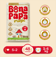Bona Papa Magic Diapers - S-2 (Mini) 3-6kg Economy Pack 48 Pcs