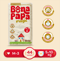Bona Papa Magic Diapers - M-3 (Midi) 5-10kg Economy Pack 44 Pcs
