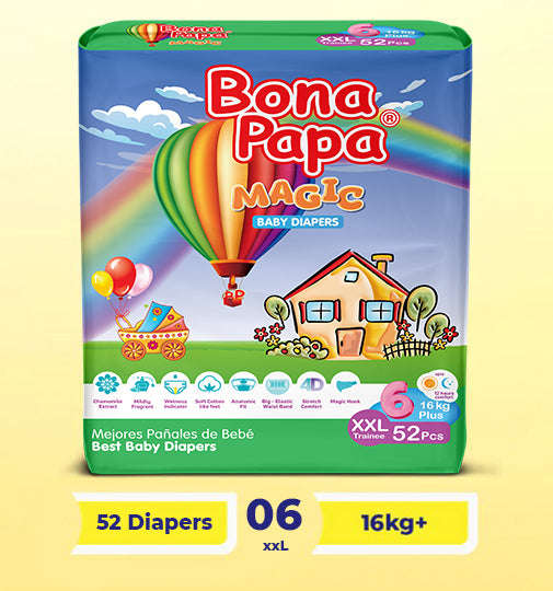 Bona Papa Magic Diapers - XXL-6 (16kg plus) Jumbo Pack 52 Pcs