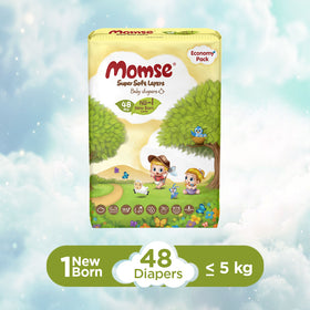 Momse Diapers - NB-1 Below 5kg Economy Pack 48 Pcs