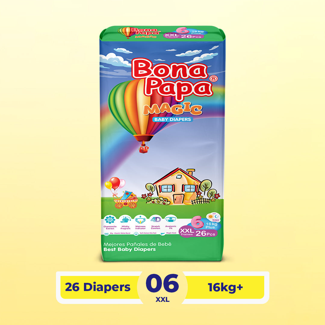 Bona Papa Magic Diapers - XXL-6 (Trainee) 16kg plus Economy Pack 26 Pcs