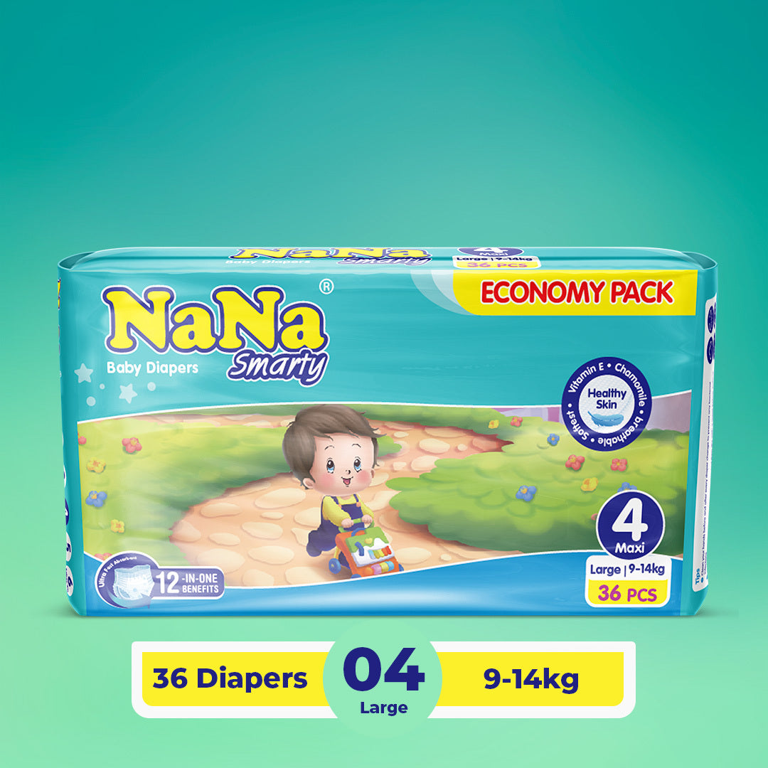 Nana Smarty Diapers - L-4 (Maxi) Economy Pack 36 Pcs