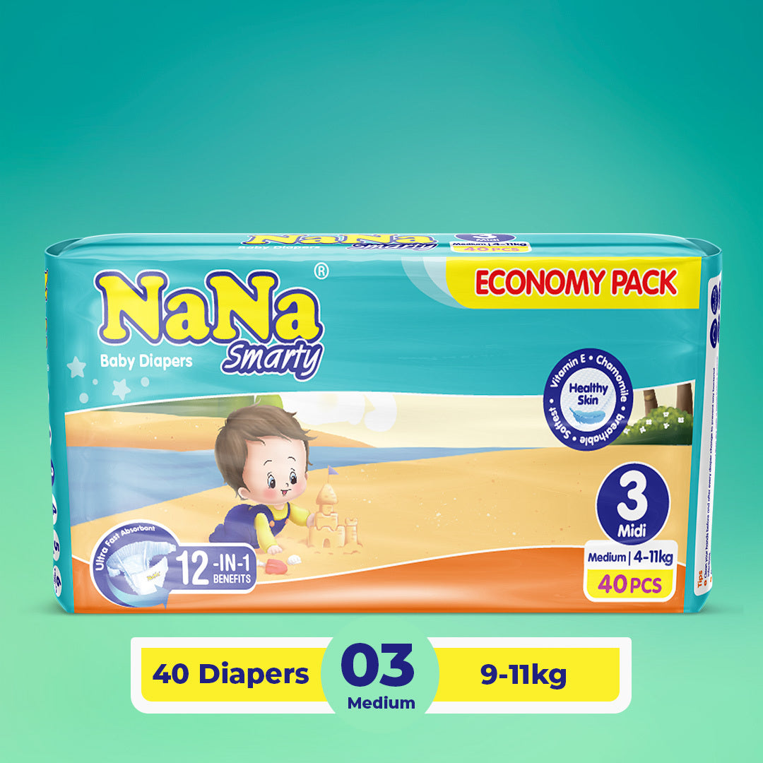 Nana Smarty Diapers - M-3 (Midi) Economy Pack 40 Pcs