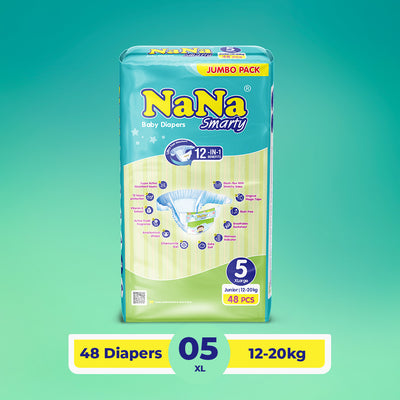 Nana Smarty Diapers - XL-5 (Junior) Jumbo Pack 48 Pcs