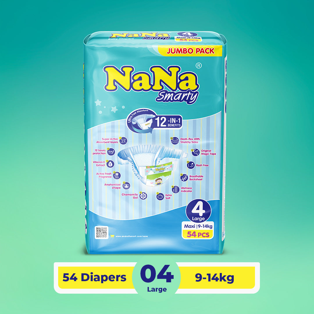 Nana Smarty Diapers - L-4 (Maxi) Jumbo Pack 54 Pcs