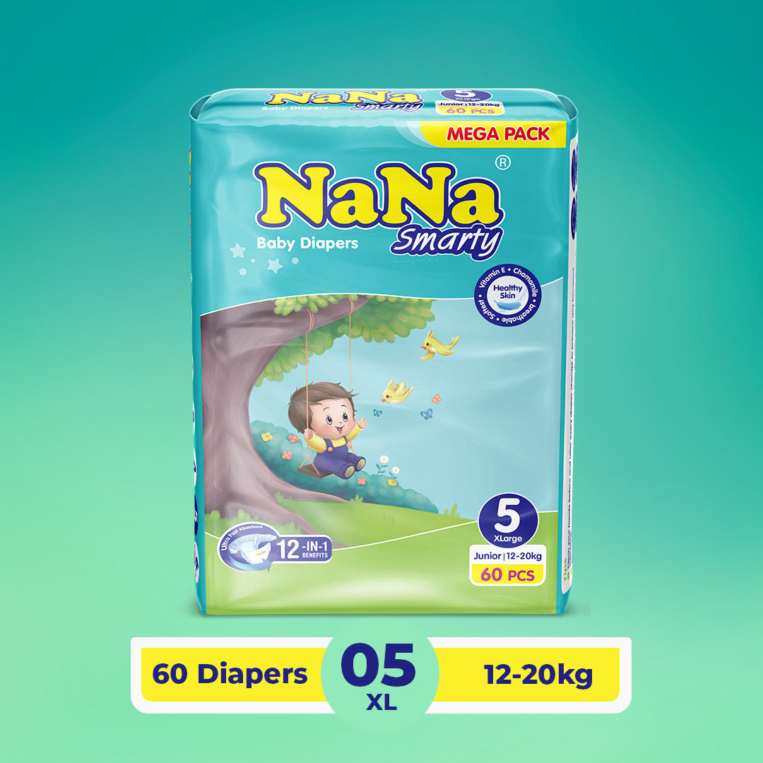Nana Smarty Diapers - XL-5 (Junior) Mega Pack 60 Pcs