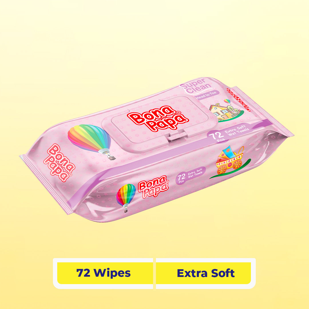 Bona Papa Magic Wipes - Extra Soft Towels 72 Pcs