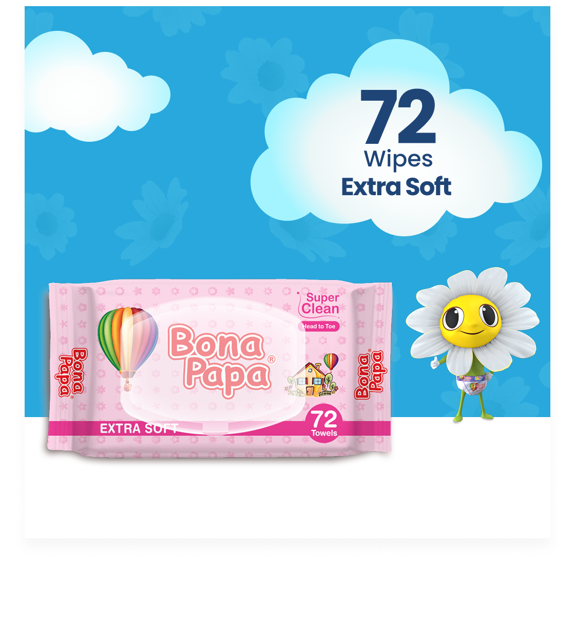 Bona Papa Magic Wipes - Extra Soft Towels 72 Pcs