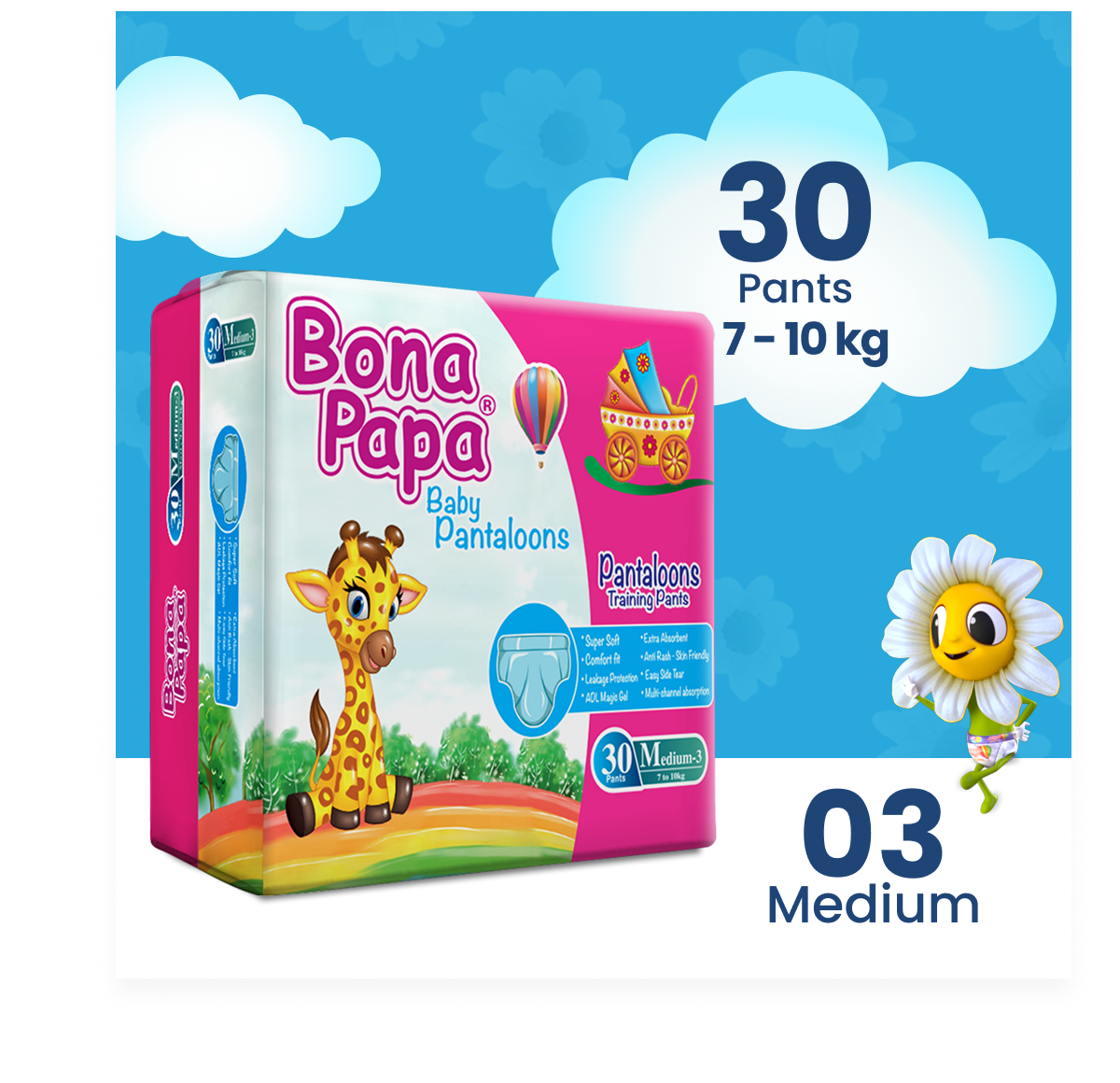 Bona Papa Pants - M-3 (Midi) 7-10kg Economy Pack 30 Pcs