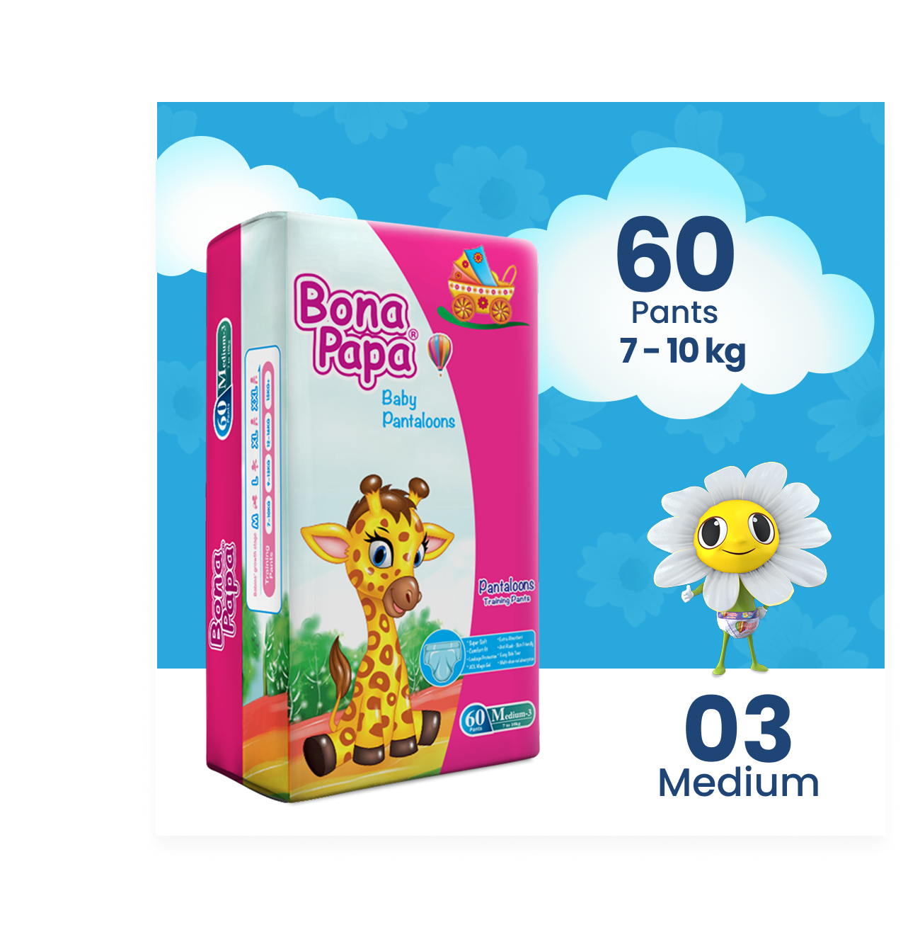 Bona Papa Pants - M-3 (Midi) 7-10kg Jumbo Pack 60 Pcs