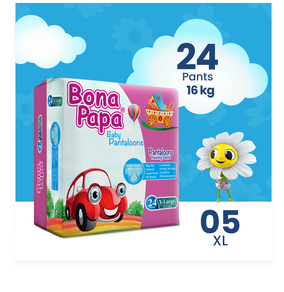Bona Papa Pants - XL-5 (Junior) 12-16kg Economy Pack 24 Pcs