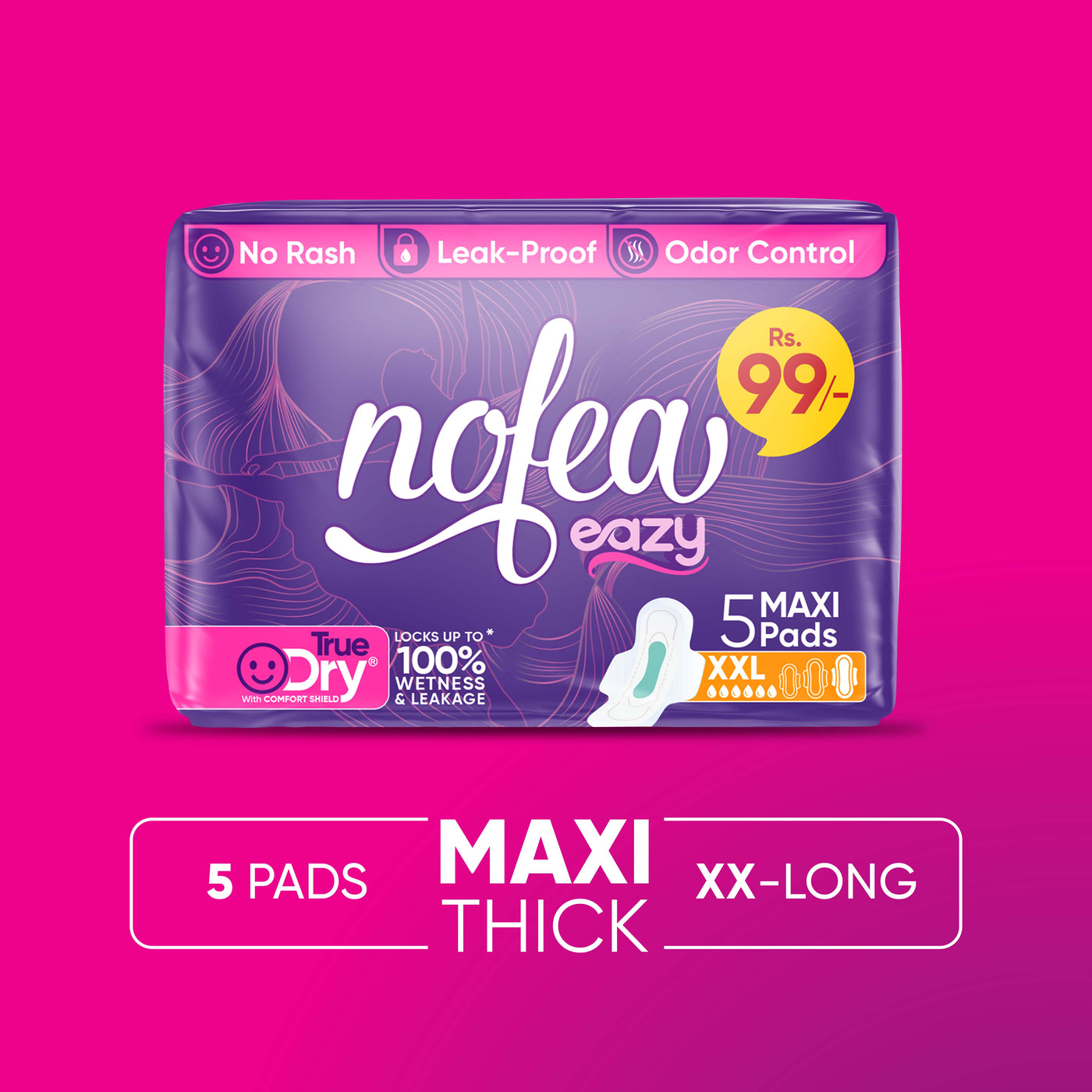 NOFEA Eazy Maxi XXL Sanitary Napkins, 5 Pads