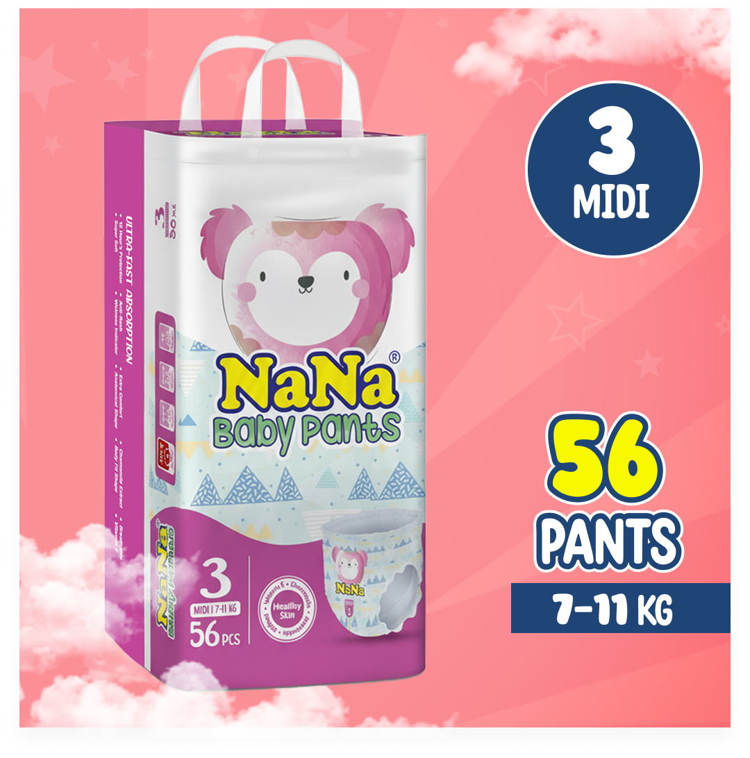 Nana Baby Pants - M-3 (Midi) 56 Pcs