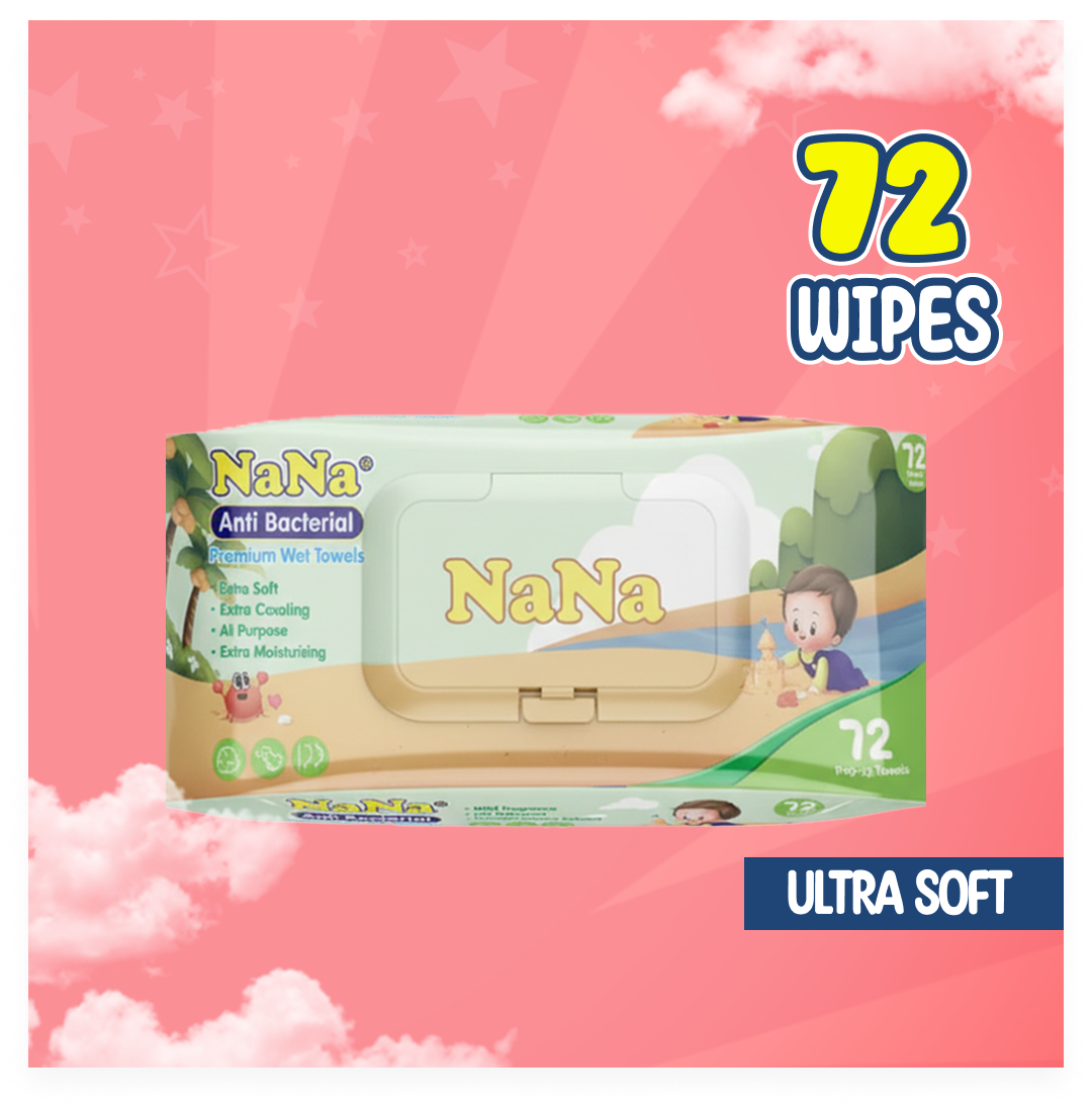 Nana Smarty Wipes - Premium Wet Towels 72 Pcs