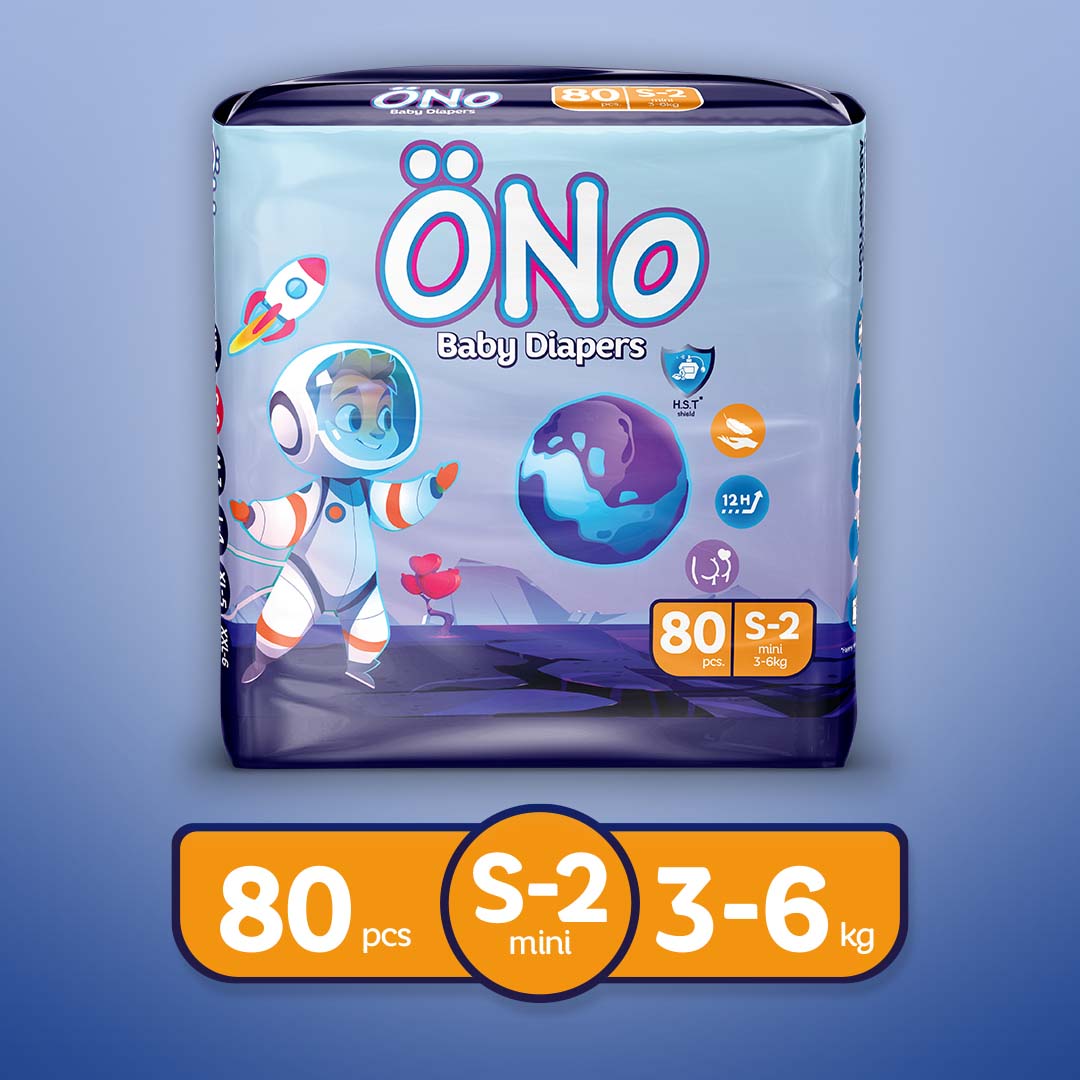 ONo Diapers - S-2 (Mini) 3-6kg Jumbo Pack 80 Pcs