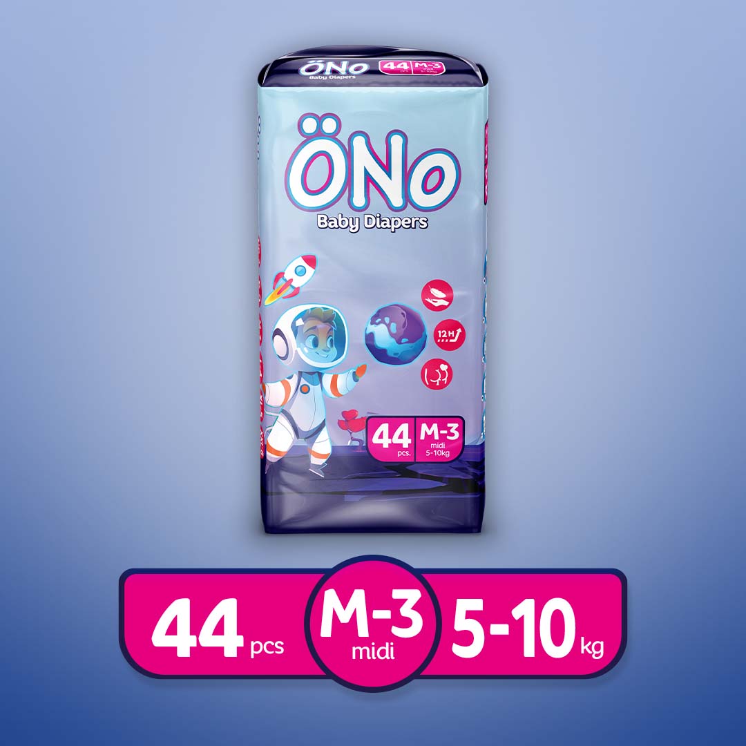 ONo Diapers - M-3 (Midi) 5-10kg Economy Pack 44 Pcs