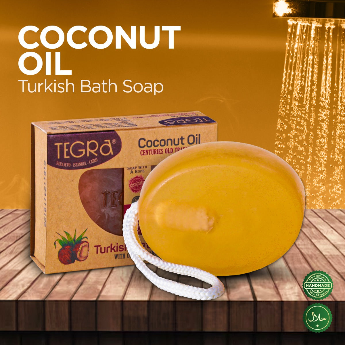 Tegra Coconut Soap with Rope – 90gm