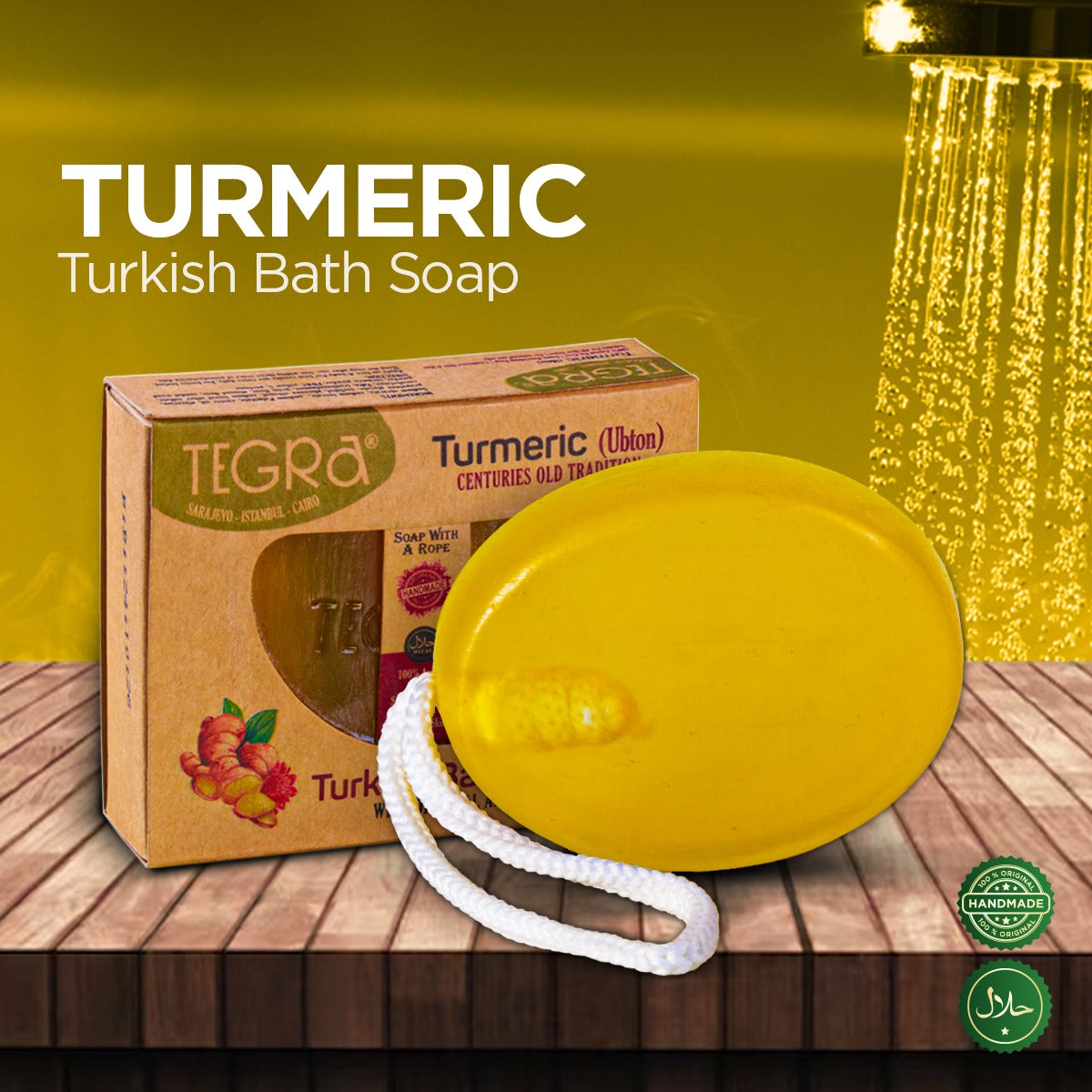 Tegra Turmeric Soap with Rope – 90gm